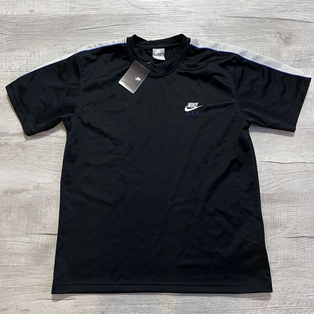 NWT Vintage Nike Air Shirt Mens Size L White Embroidered Swoosh Blue Nike Logo
